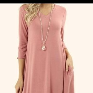 Zenana Cabernet Pocket Pleated Dress